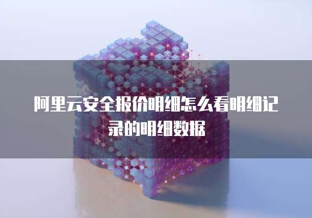 阿里云安全报价明细怎么看明细记录的明细数据