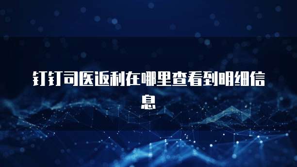 钉钉司医返利在哪里查看到明细信息