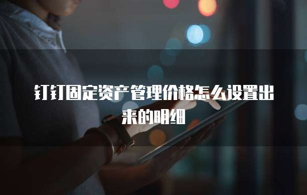 钉钉固定资产管理价格怎么设置出来的明细