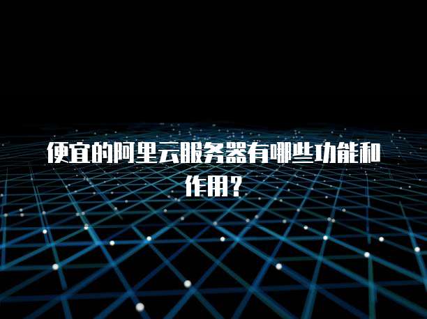 便宜的阿里云服务器有哪些功能和作用?