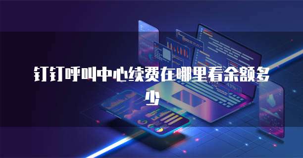 钉钉呼叫中心续费在哪里看余额多少