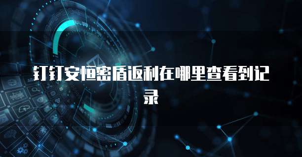钉钉安恒密盾返利在哪里查看到记录