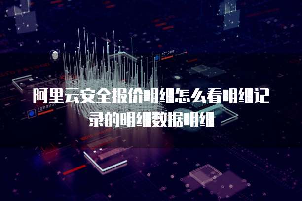 阿里云安全报价明细怎么看明细记录的明细数据明细