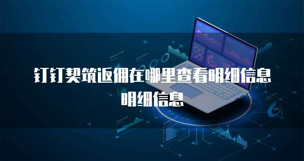 钉钉契筑返佣在哪里查看明细信息明细信息