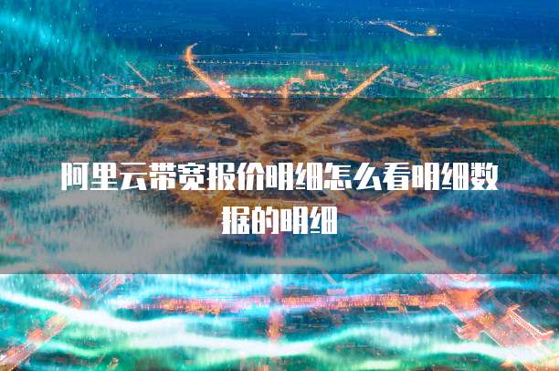 阿里云带宽报价明细怎么看明细数据的明细