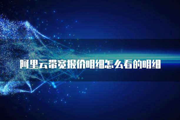 阿里云带宽报价明细怎么看的明细
