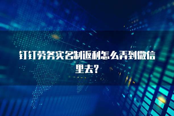 钉钉劳务实名制返利怎么弄到微信里去？