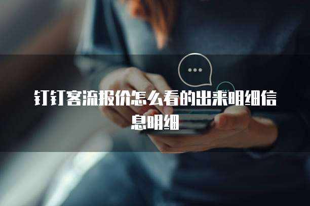 钉钉客流报价怎么看的出来明细信息明细