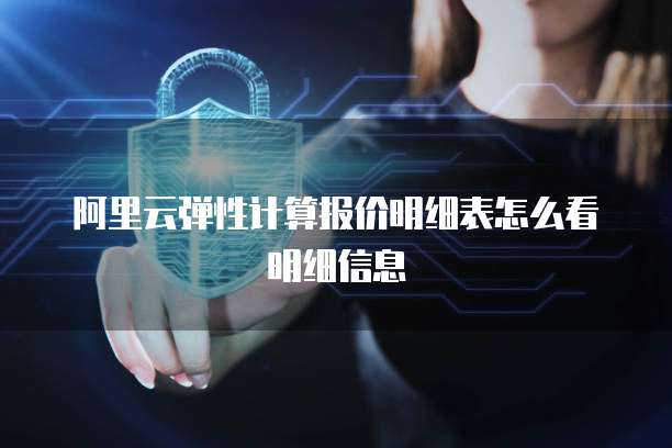 阿里云弹性计算报价明细表怎么看明细信息