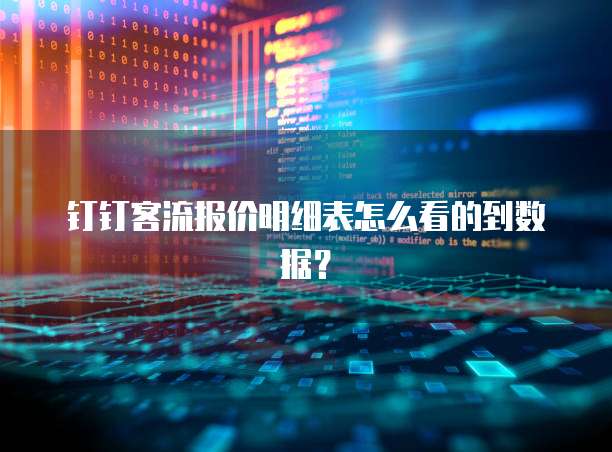 钉钉客流报价明细表怎么看的到数据?