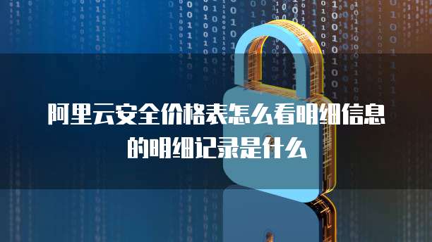 阿里云安全价格表怎么看明细信息的明细记录是什么