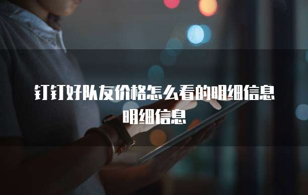 钉钉好队友价格怎么看的明细信息明细信息