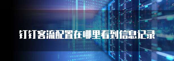 钉钉客流配置在哪里看到信息记录