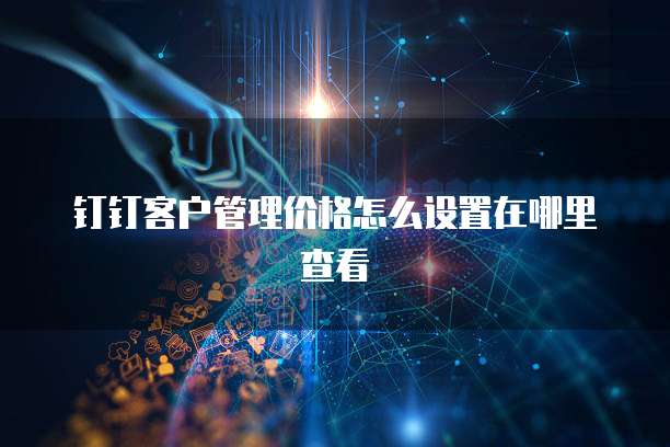 钉钉客户管理价格怎么设置在哪里查看