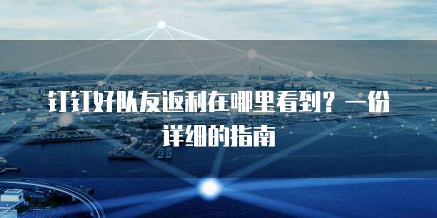 钉钉好队友返利在哪里看到?一份详细的指南