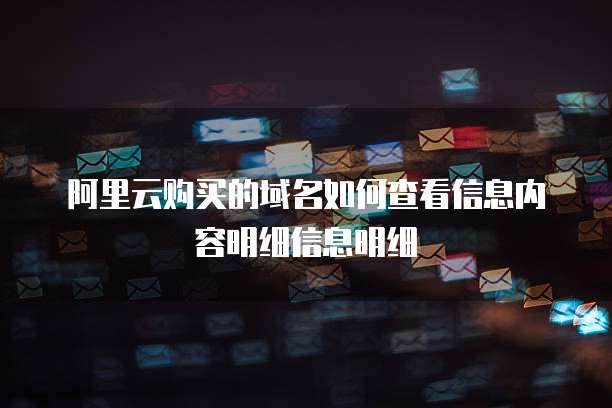 阿里云购买的域名如何查看信息内容明细信息明细