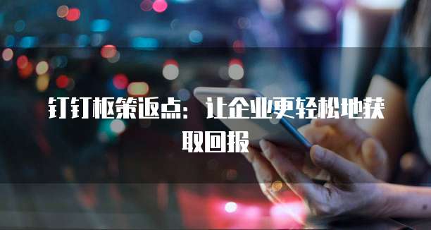 钉钉枢策返点:让企业更轻松地获取回报