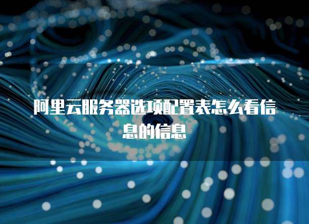 阿里云服务器选项配置表怎么看信息的信息
