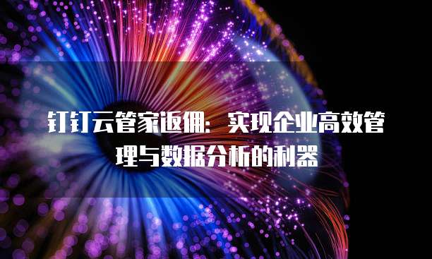 钉钉云管家返佣:实现企业高效管理与数据分析的利器