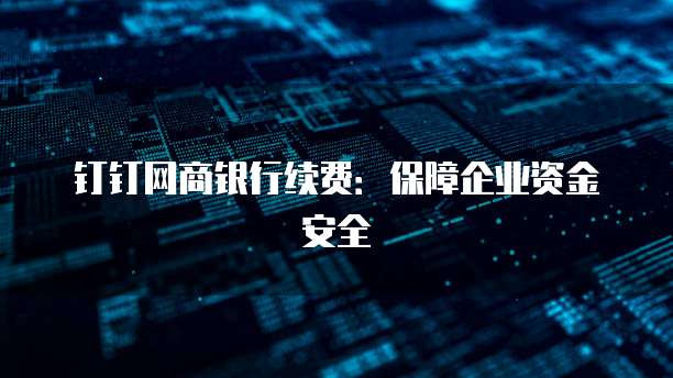 钉钉网商银行续费：保障企业资金安全