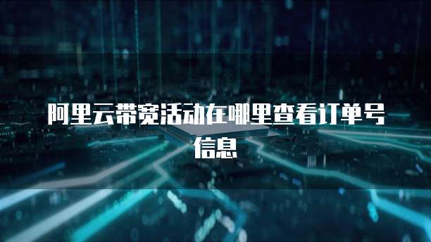 阿里云带宽活动在哪里查看订单号信息