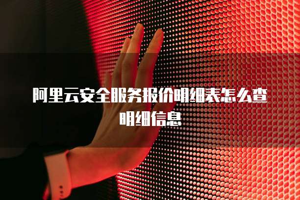 阿里云安全服务报价明细表怎么查明细信息