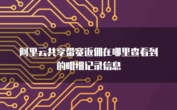阿里云共享带宽返佣在哪里查看到的明细记录信息