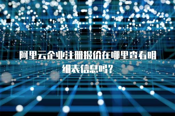 阿里云企业注册报价在哪里查看明细表信息吗?