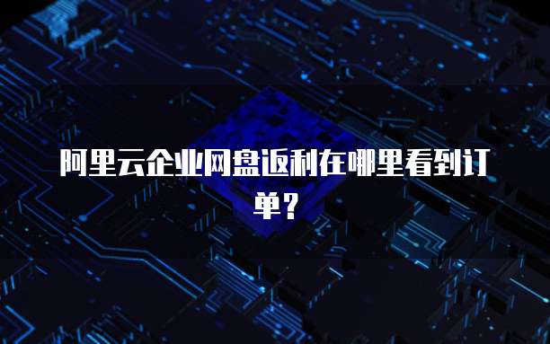 阿里云企业网盘返利在哪里看到订单?