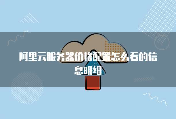 阿里云服务器价格配置怎么看的信息明细