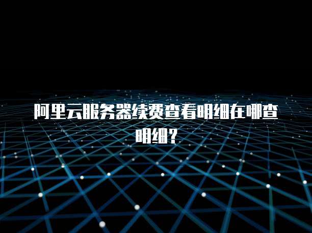 阿里云服务器续费查看明细在哪查明细?