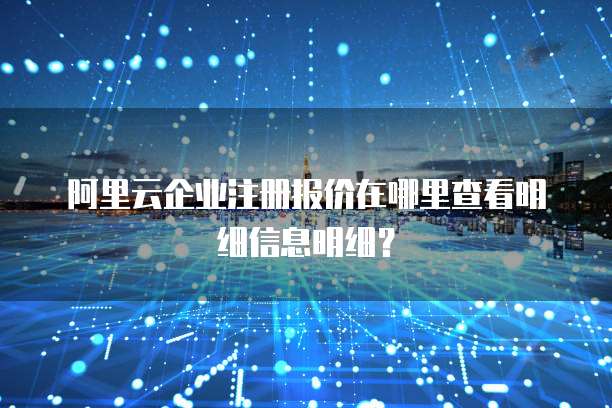 阿里云企业注册报价在哪里查看明细信息明细?