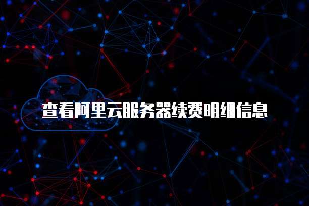 查看阿里云服务器续费明细信息