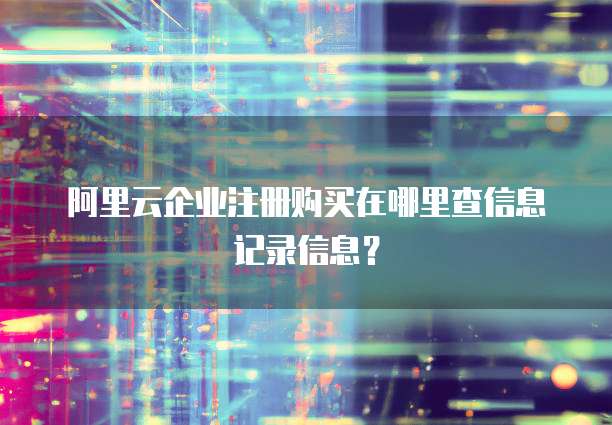 阿里云企业注册购买在哪里查信息记录信息?