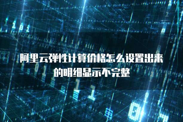 阿里云弹性计算价格怎么设置出来的明细显示不完整
