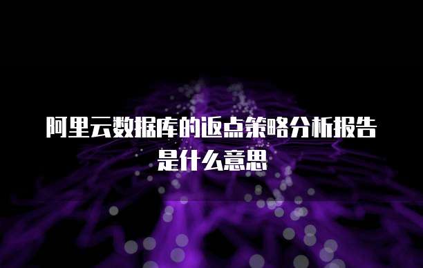 阿里云数据库的返点策略分析报告是什么意思