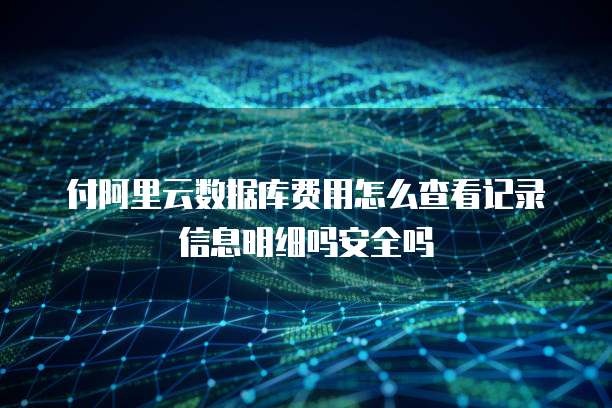付阿里云数据库费用怎么查看记录信息明细吗安全吗