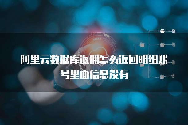 阿里云数据库返佣怎么返回明细账号里面信息没有