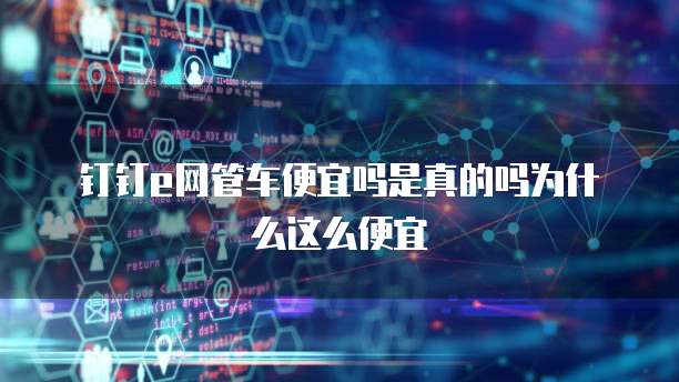 钉钉e网管车便宜吗是真的吗为什么这么便宜
