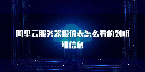 阿里云服务器报价表怎么看的到明细信息