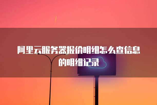 阿里云服务器报价明细怎么查信息的明细记录