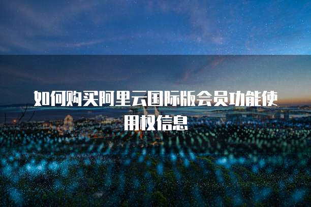 如何购买阿里云国际版会员功能使用权信息