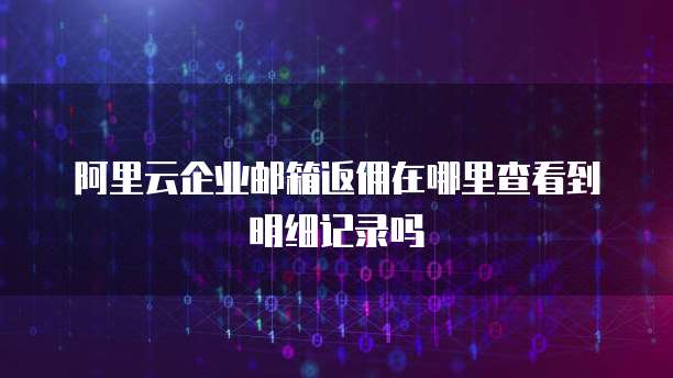阿里云企业邮箱返佣在哪里查看到明细记录吗