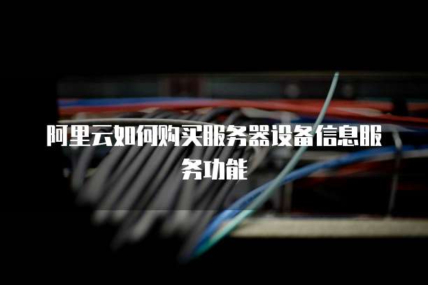阿里云如何购买服务器设备信息服务功能