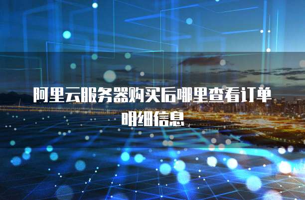 阿里云服务器购买后哪里查看订单明细信息