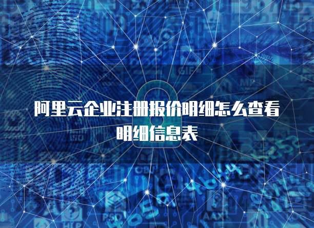 阿里云企业注册报价明细怎么查看明细信息表