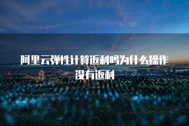 阿里云弹性计算返利吗为什么操作没有返利