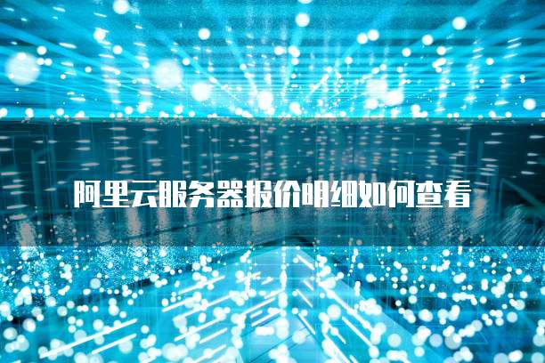 阿里云服务器报价明细如何查看