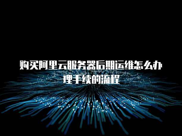 购买阿里云服务器后期运维怎么办理手续的流程