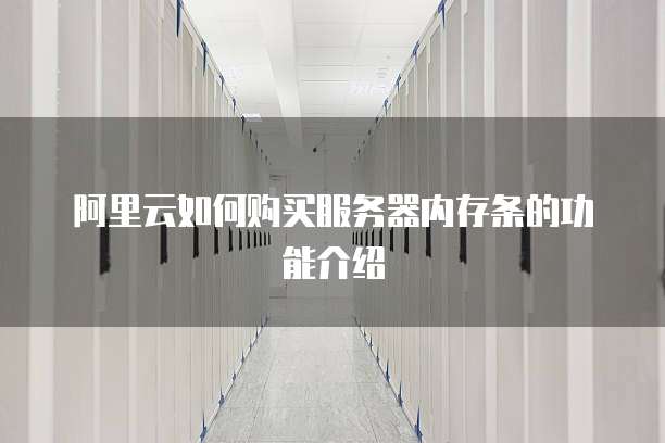 阿里云如何购买服务器内存条的功能介绍